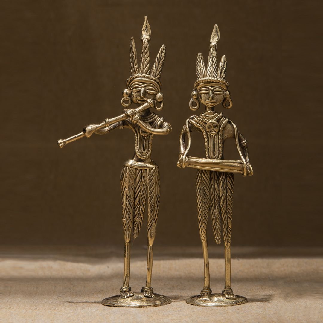 Figurative Human Forms Dokra Art – Handmade Brass Tribal Sculptures